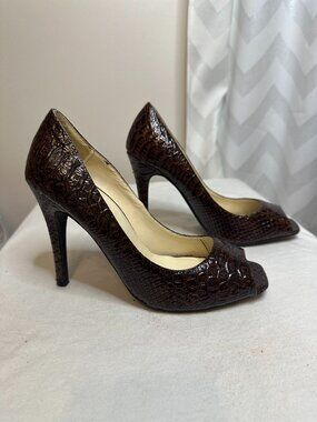 Michael Antonio Patent Leather Open-Toe Heels – Women's Size 7